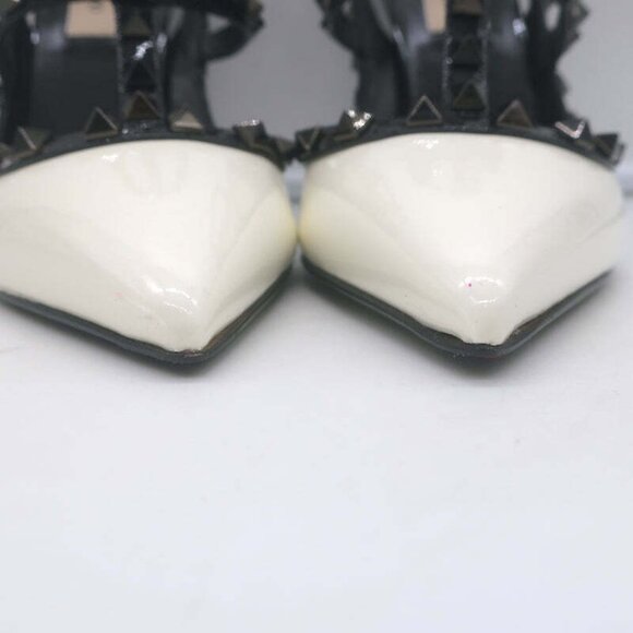 Valentino Rockstud Bicolor Cage Pumps White & Black Patent Leather Size 38.5 NEW - Picture 6 of 12